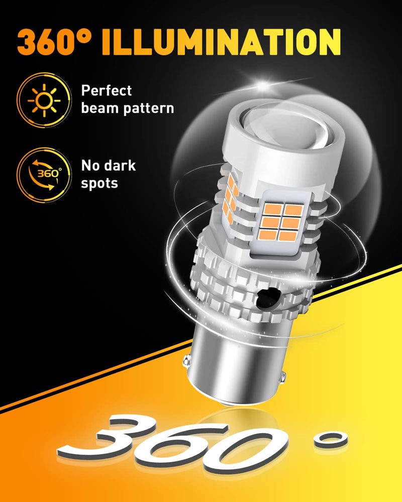 OXILAM 7507 PY21W BAU15S LED Bulbs Amber Yellow 2800LM for Turn Signal Lights with Build-in Load Resistor CANBUS Error Free 2641A 12496 7507AST Bulb Replacement (2PCS) - Image 5